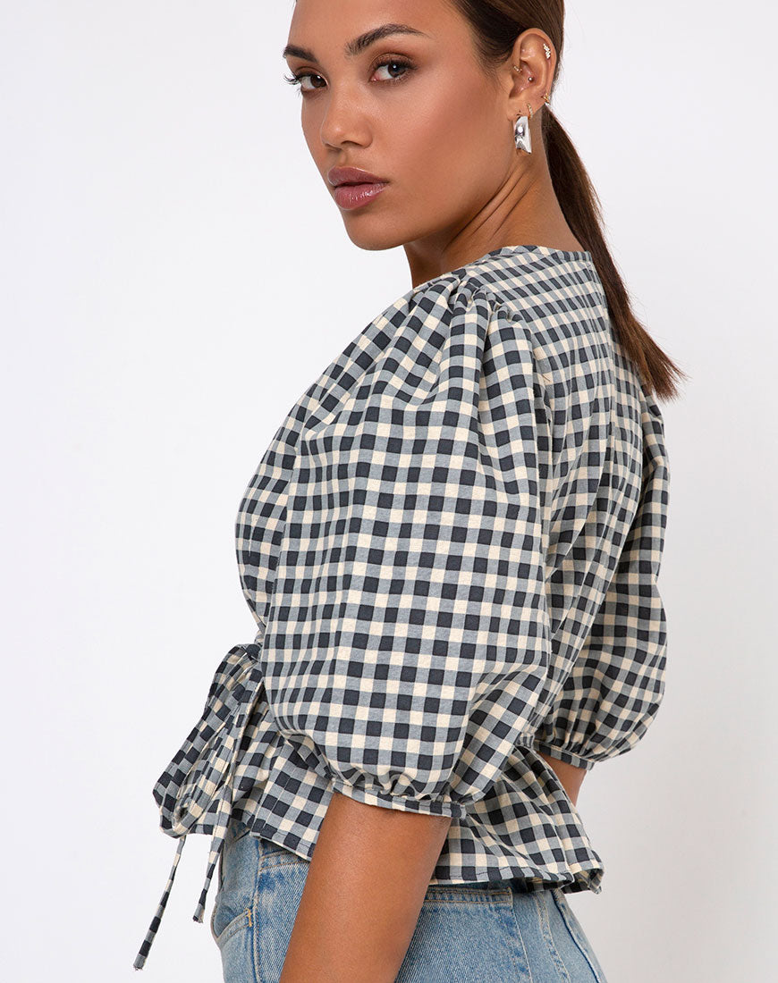 Image of Amiya Top in Gingham Cream