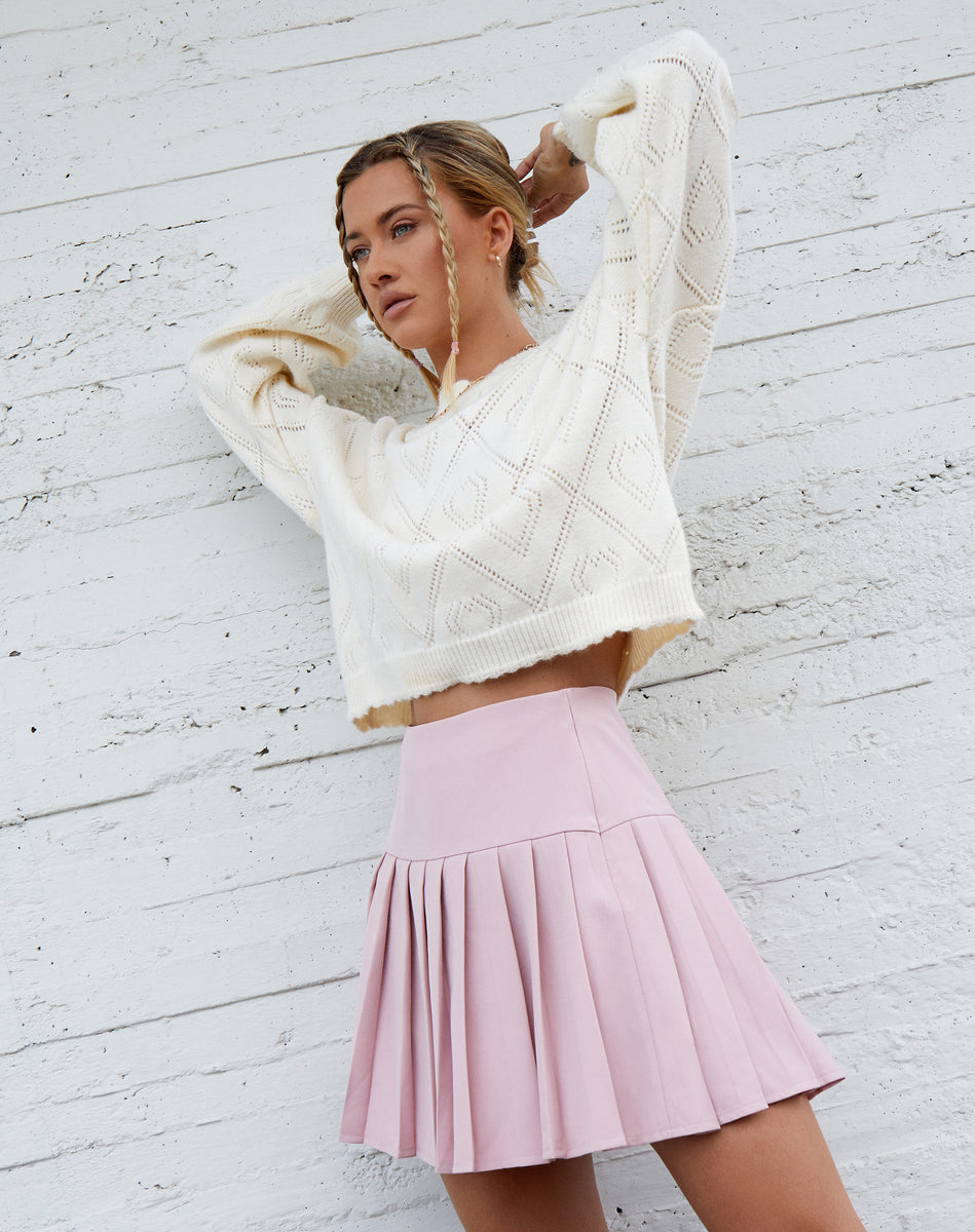 Pink High Waisted Pleated Mini Skirt | Cason – motelrocks.com