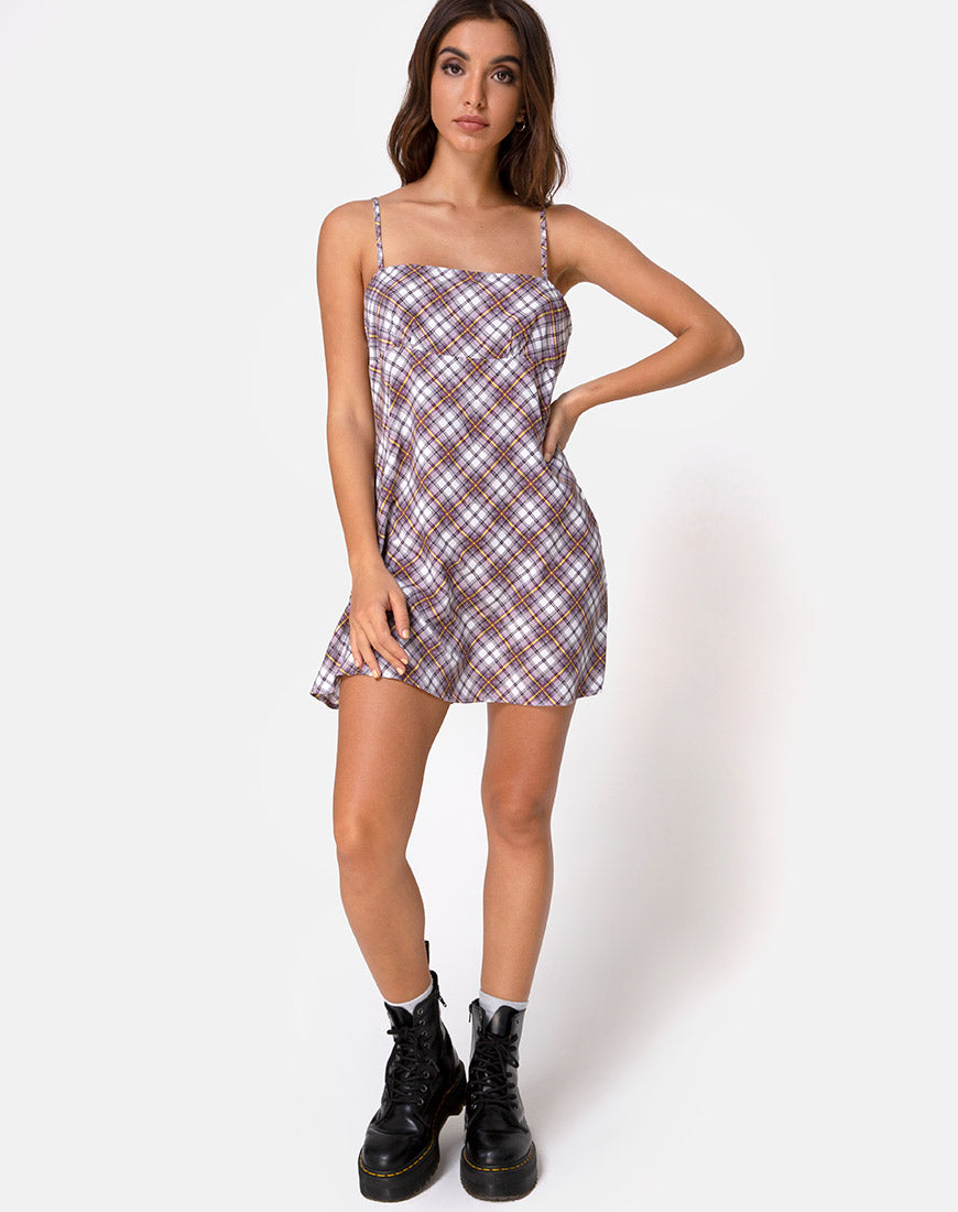 Image of Andin Slip Dress in Grunge Check Purple
