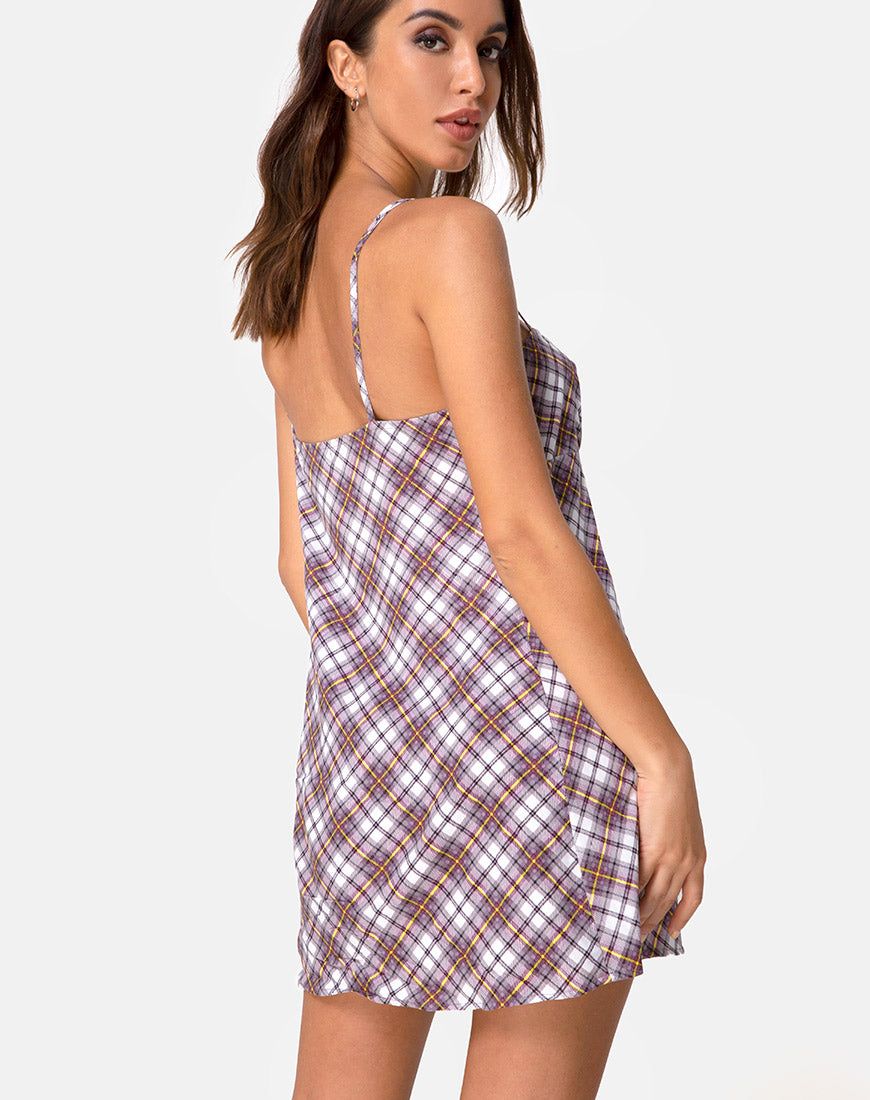 Image of Andin Slip Dress in Grunge Check Purple