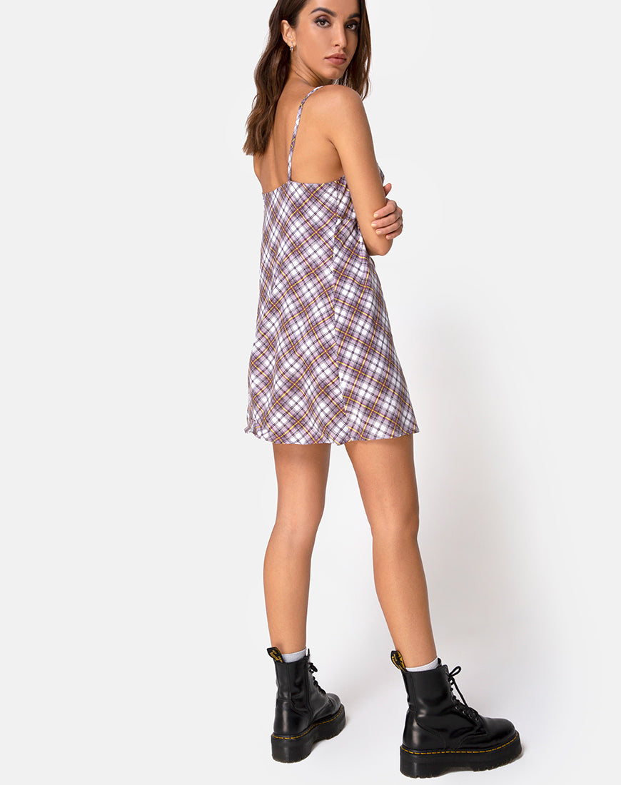 Image of Andin Slip Dress in Grunge Check Purple