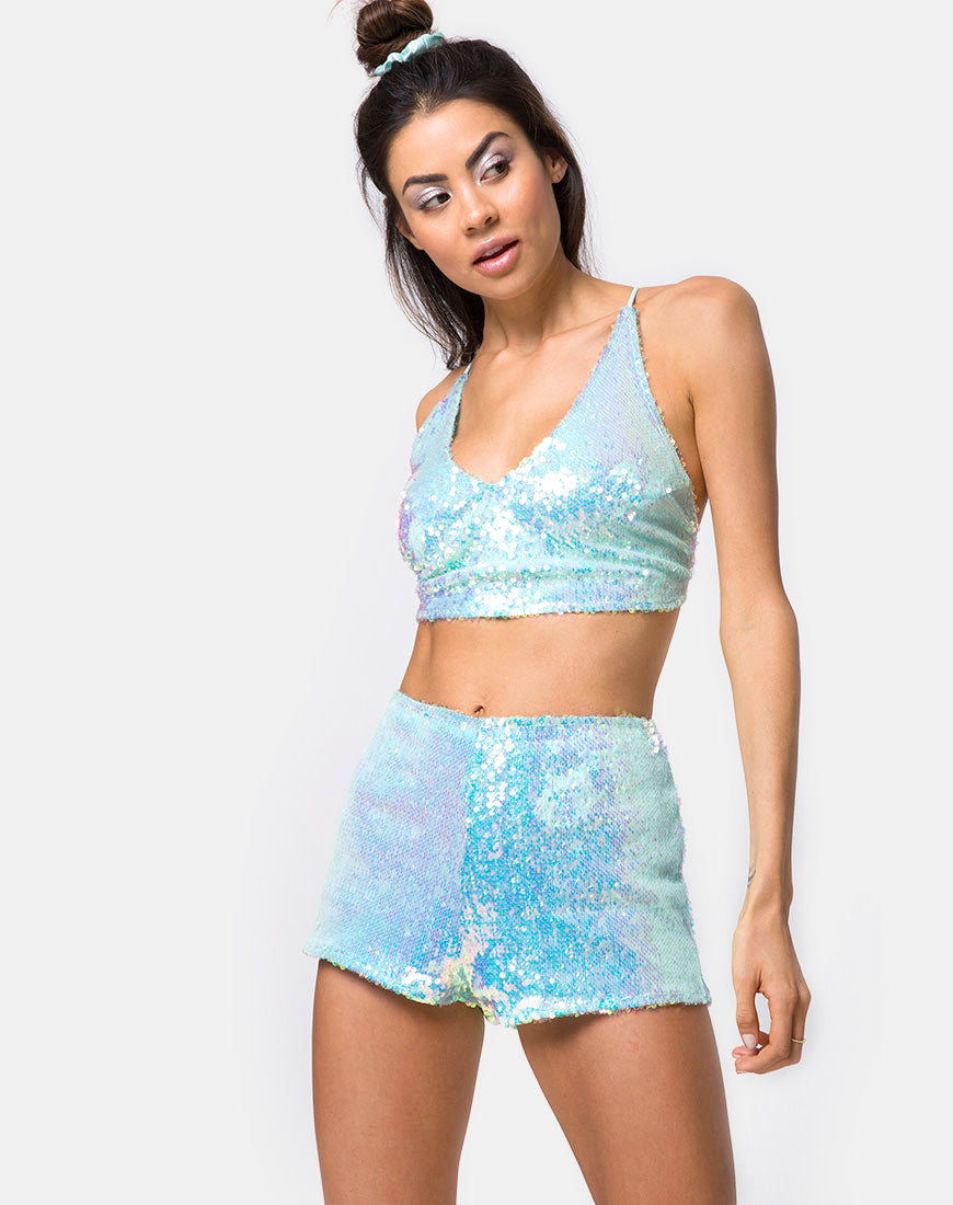 Image of Crystal Short in Fishcale Sequin Candy Unicorn