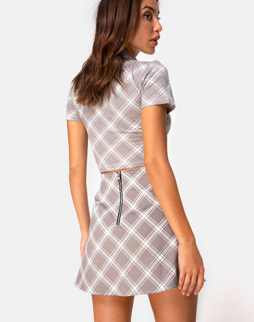 Image of Annie Skirt in Grunge Check Taupe