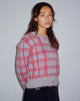 image of Anzio Button Up Cardi in Multi Check Grey Blue and Red