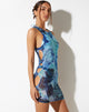 image of Ardice Bodycon Dress in Abstract Floral Blue