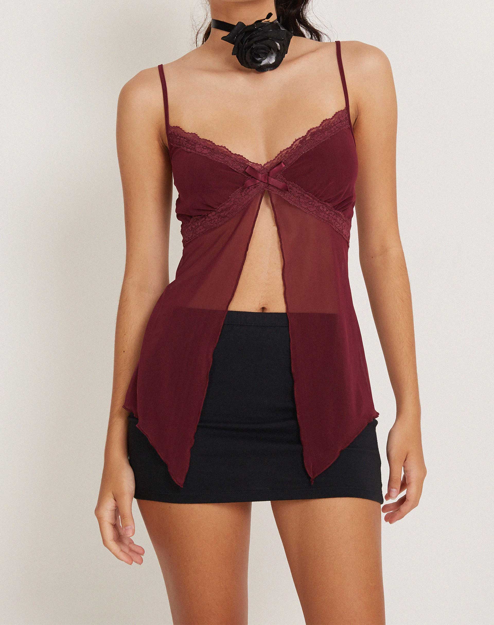 image of Ariela Butterfly Top in Burgundy