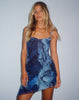 image of Arwinda Bodycon Cowl Neck Midi Dress in Abstract Blue Serpent Mesh