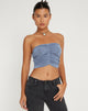 image of Asti Bandeau Crop Top in Frosty Blue
