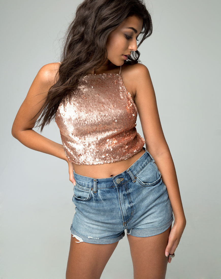 Athena Top in Champagne Sequin