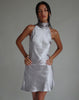 image of MOTEL X JACQUIE Atik Halterneck Mini Dress in Satin Silver
