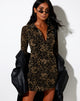 Image of Avaya Dress in Black Mesh Tan Dragon Flock