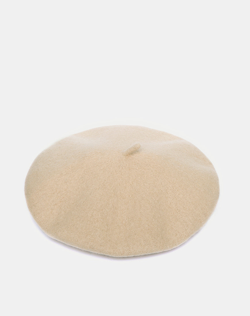 Image of Wool Beret Hat in Taupe