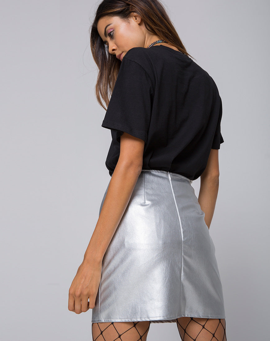 Image of Topaz Skirt in Metallic PU Silver