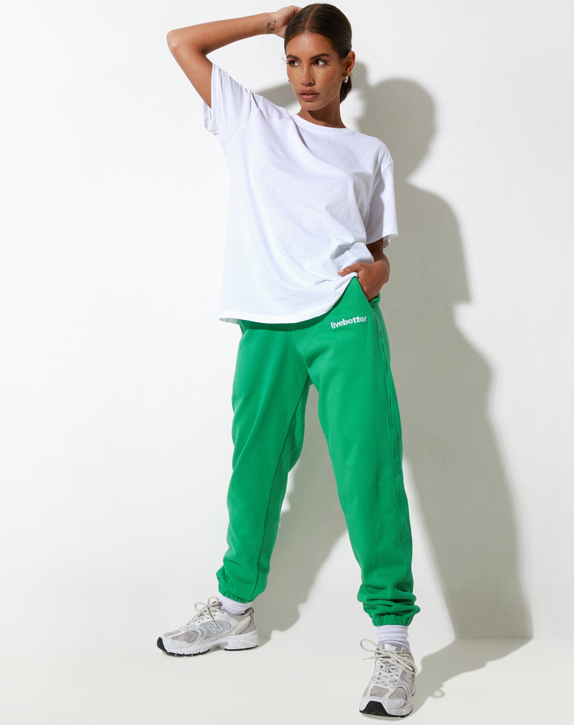 image of Basta Jogger in Fun Green with "Live Better" Embro