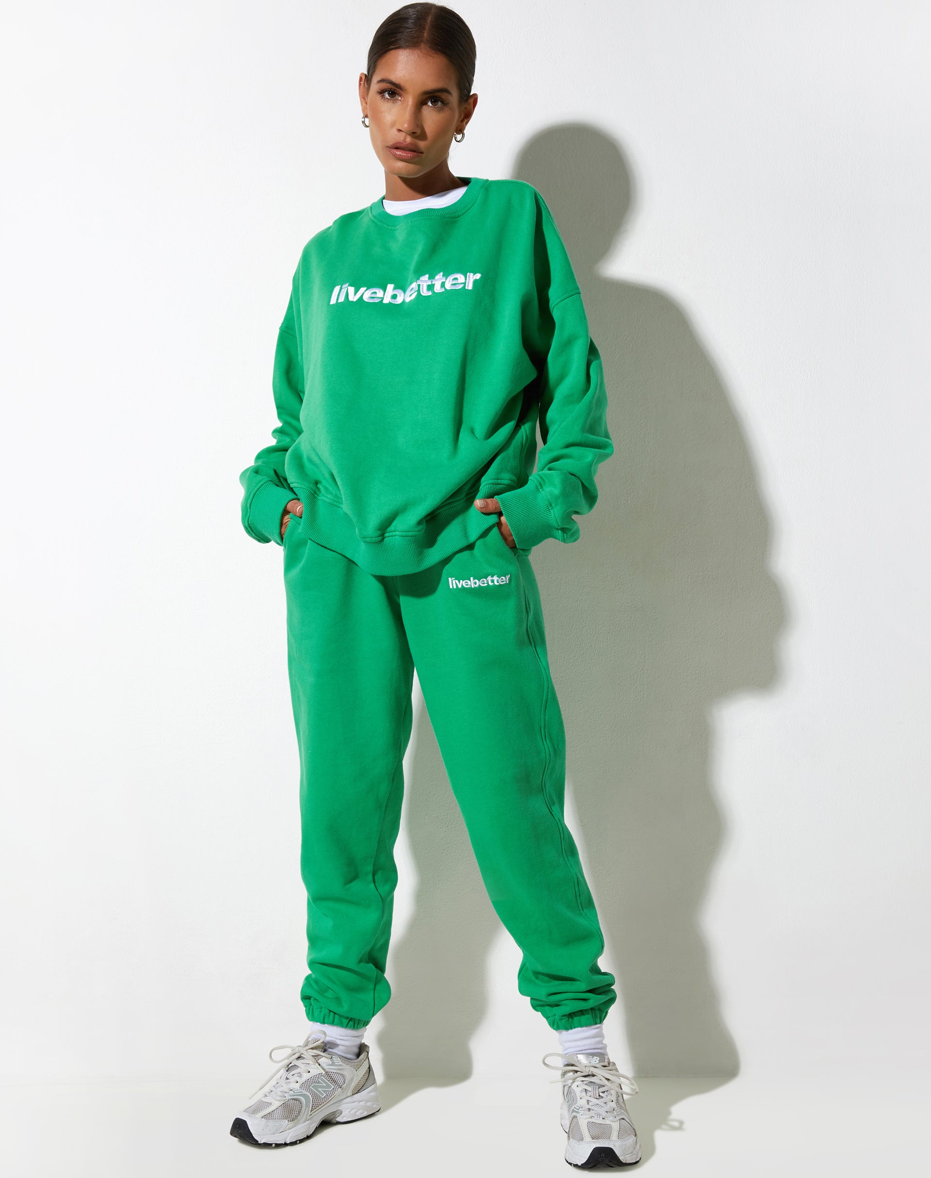 image of Basta Jogger in Fun Green with "Live Better" Embro