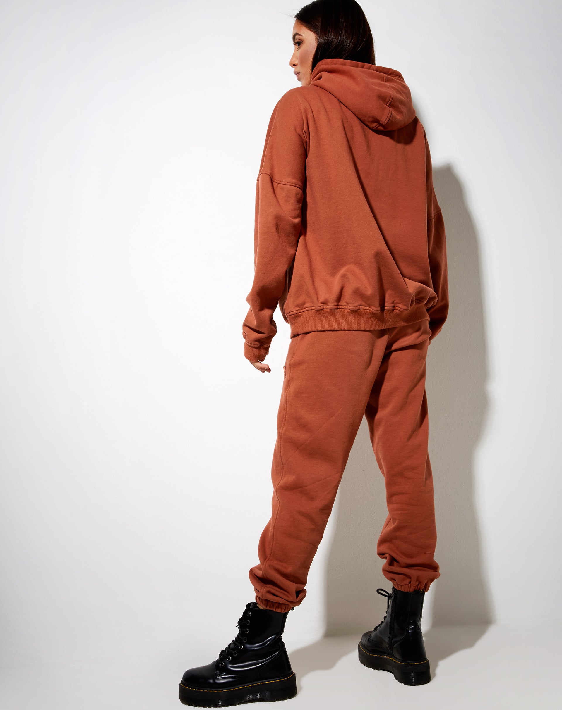 Image of Oversize Hoodie in Burnt Brick Be Nice Label Embro