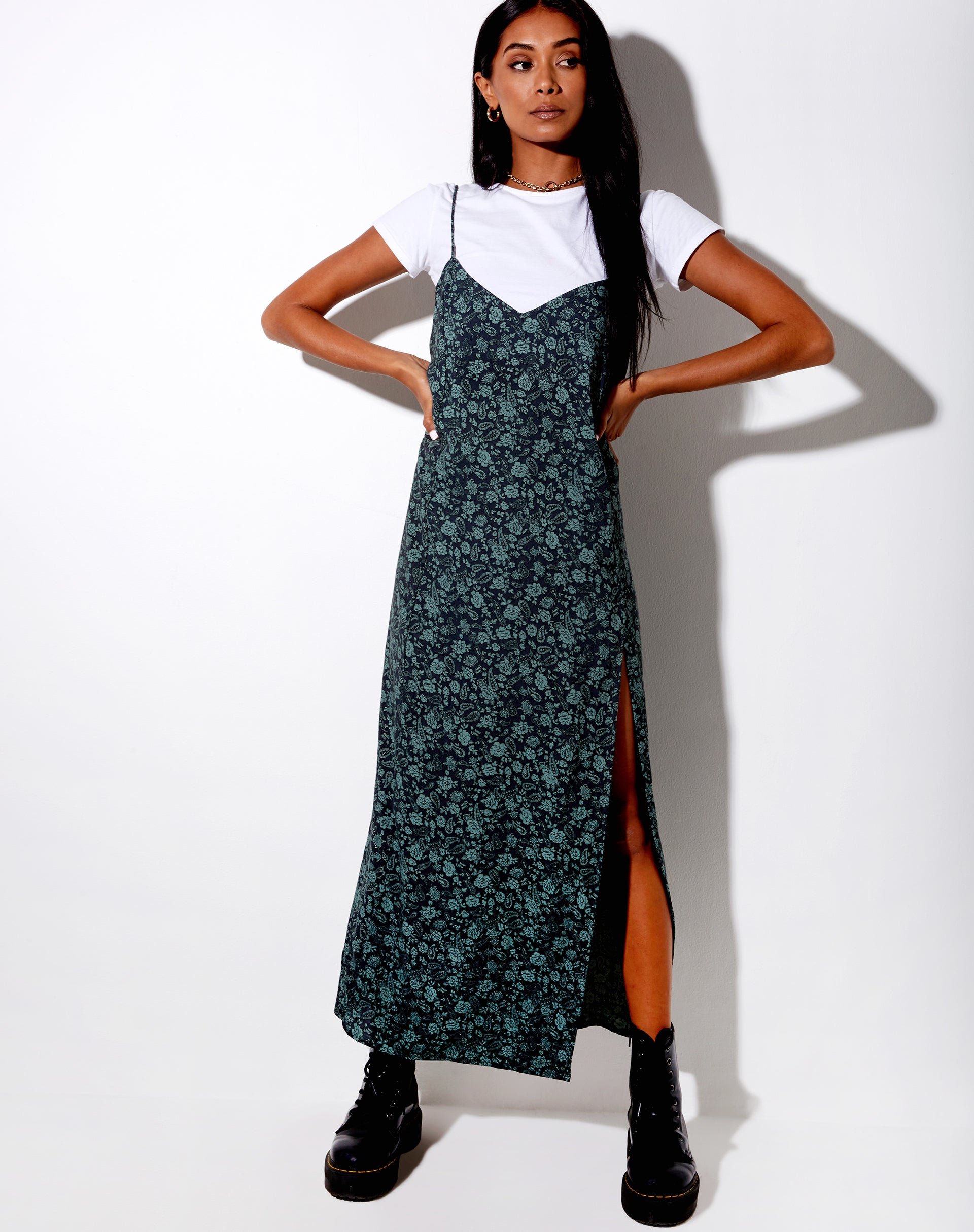Image of Batis Maxi Dress in Mono Paisley Sage