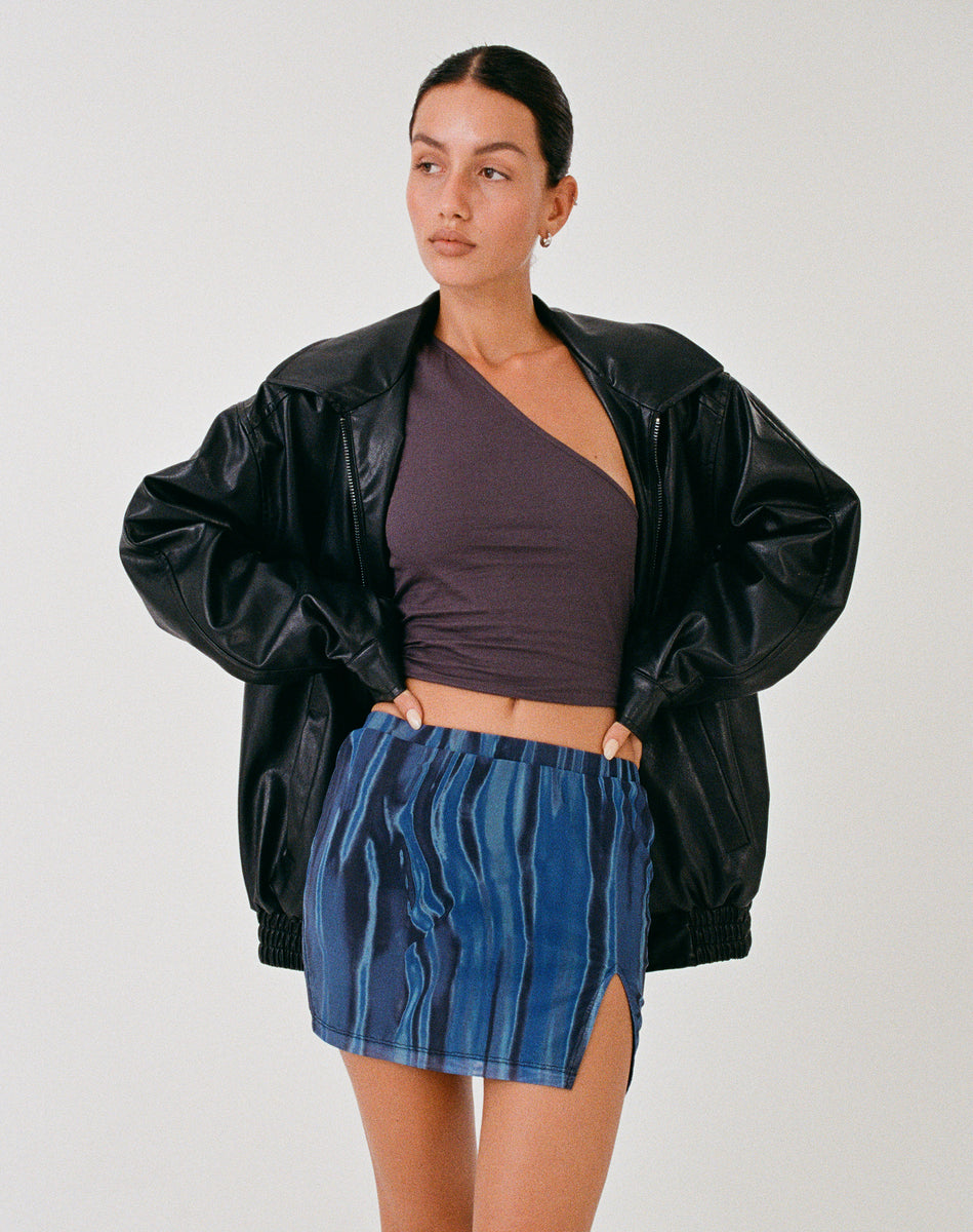 Blue Print Side Split Mini Skirt | Pelma – motelrocks.com