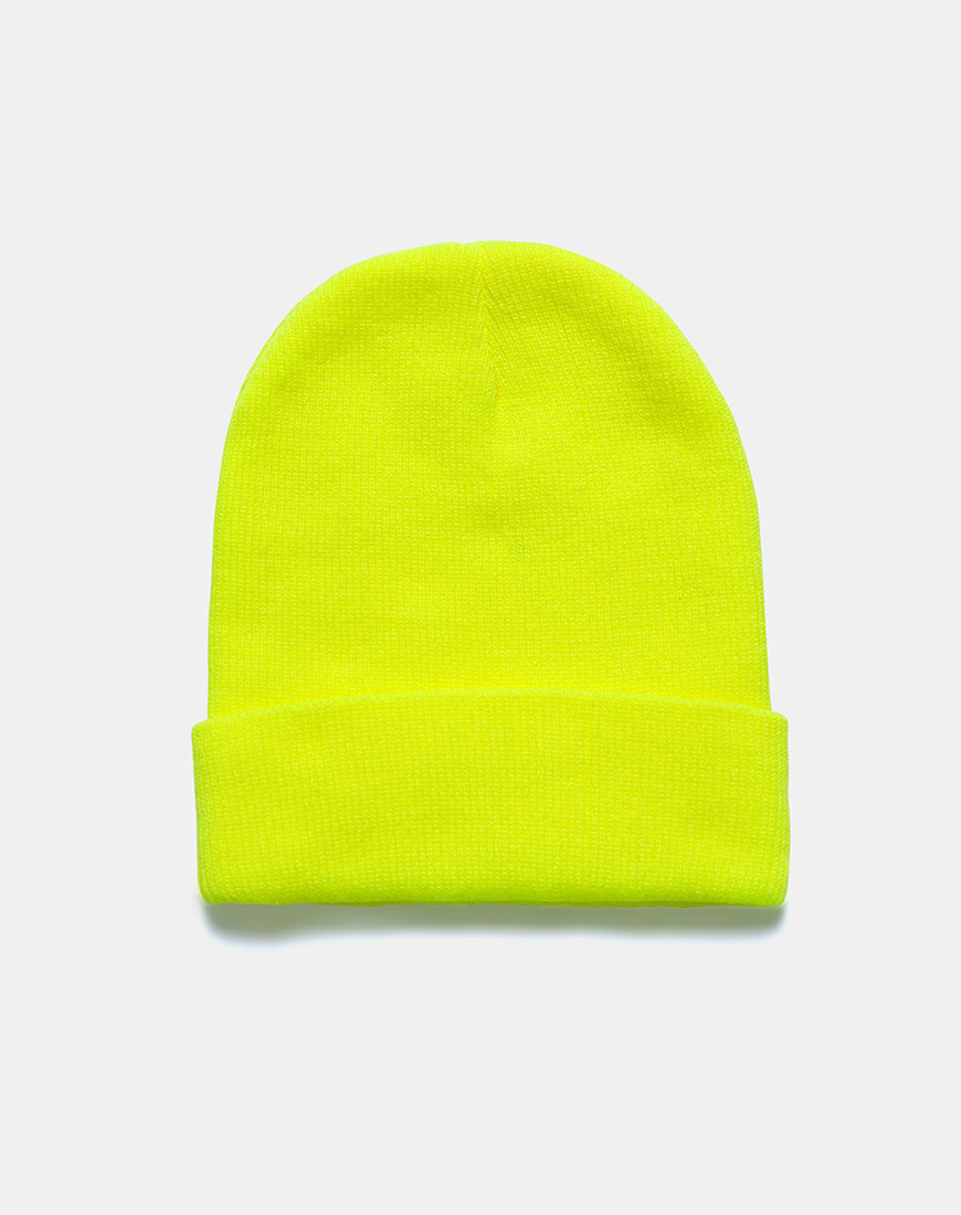 Image of Beanie Hat in Highlighter Yellow