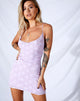 Image of Becky Bodycon Dress in Lilac Mesh Daisy White Flock