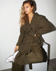 Image of Belted Blazer in Pinstripe Khaki