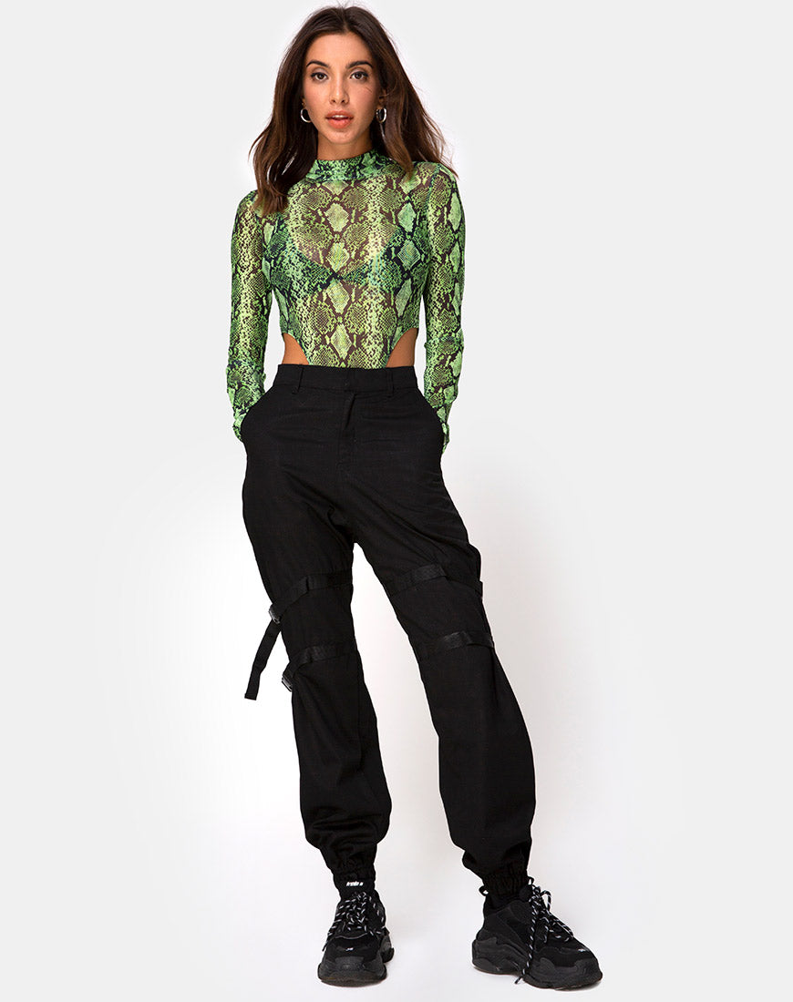 Image of Berani Bodice in Slime Lime Snake Mesh