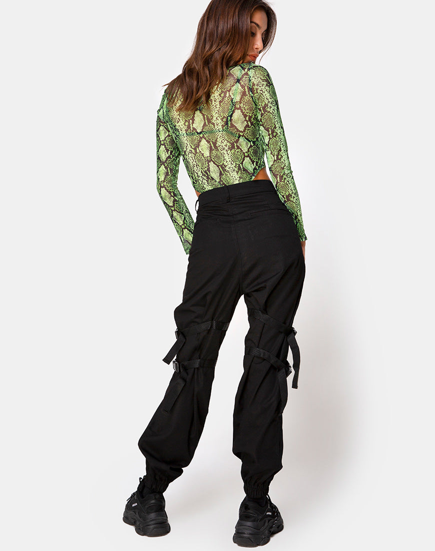 Image of Berani Bodice in Slime Lime Snake Mesh