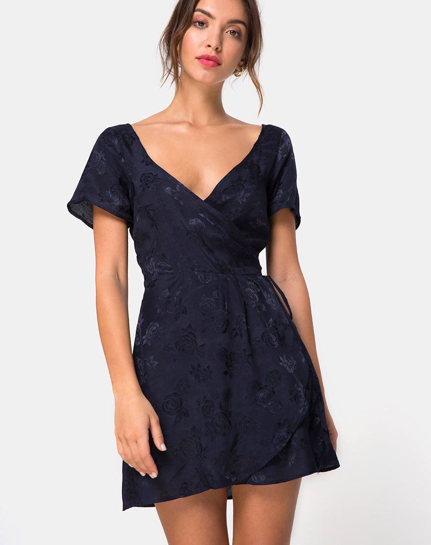 Voine Skater Dress in Satin Navy