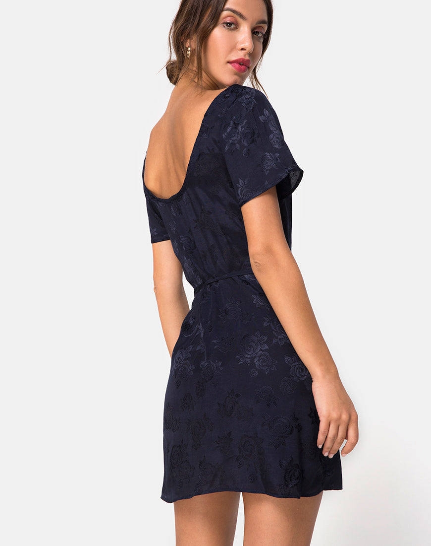 Voine Skater Dress in Satin Navy