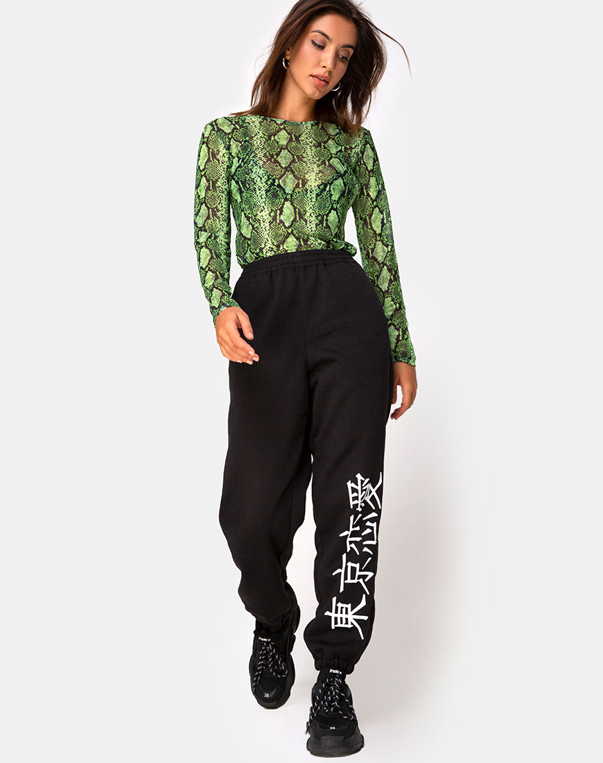 Image of Betina Bodice in Slime Lime Snake Mesh