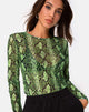 Image of Betina Bodice in Slime Lime Snake Mesh
