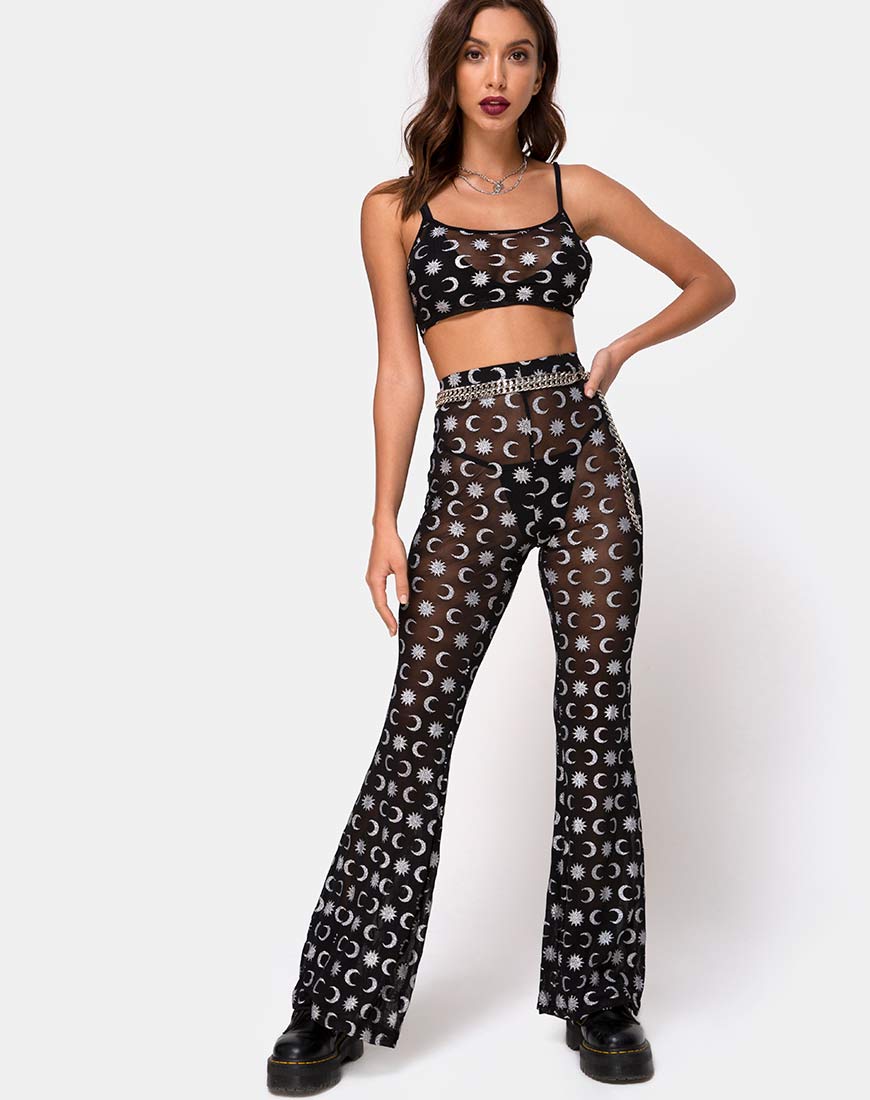 Image of Herlom Flare Trouser in Over the Moon Black with Glitter
