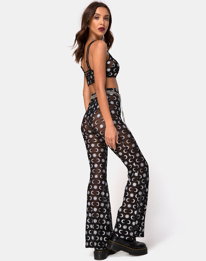 Image of Herlom Flare Trouser in Over the Moon Black with Glitter