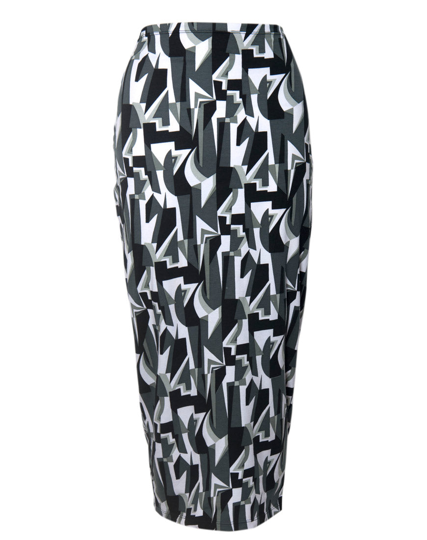 Image of Motel Bobby Midi Skirt in Geo Pop Black and White