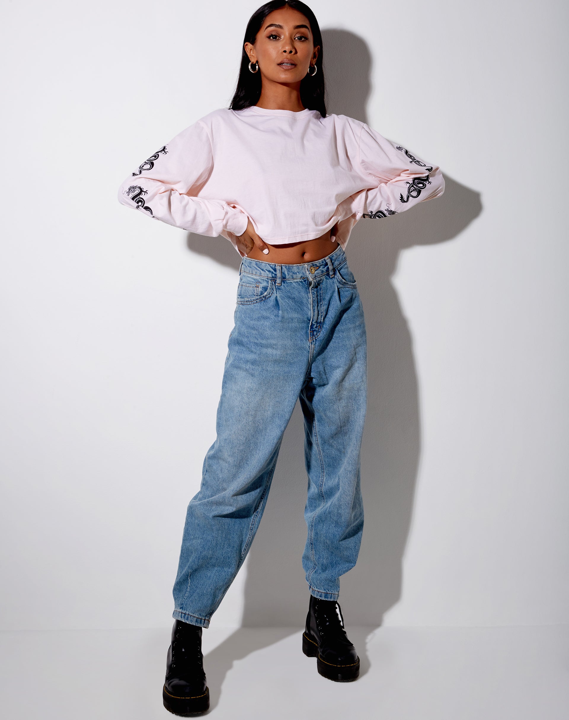 Image of Boli Crop Tee in Blush Pink Dragon