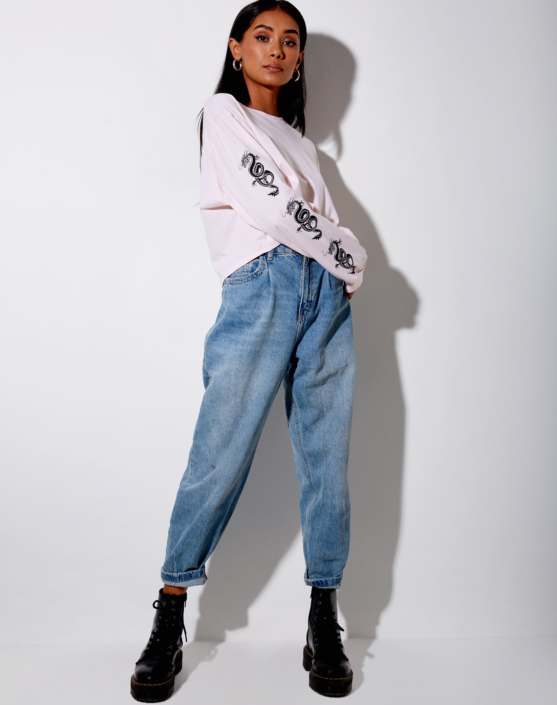 Image of Boli Crop Tee in Blush Pink Dragon