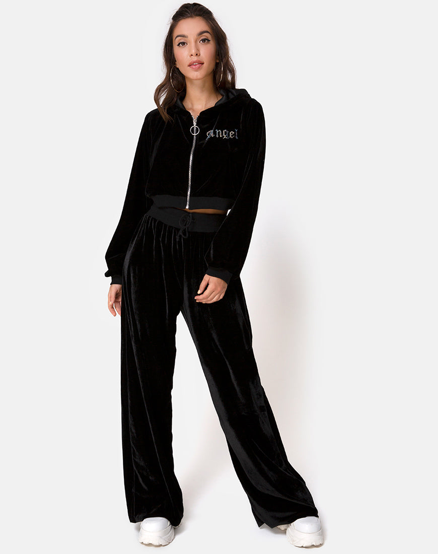 Image of Bomb Hoodie in Black with Angel Diamante Hot Fix