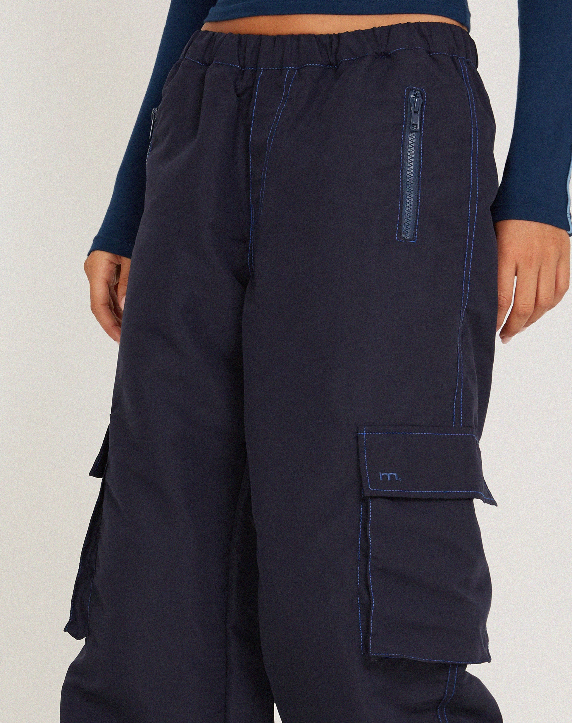 image of Oriells Cargo Trouser in Navy Top Stitch