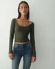 image of Bonlo Long Sleeve Top in Olive