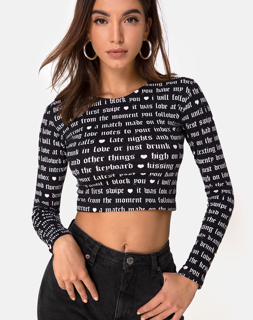 Image of Bonnie Crop Top in Black Love At First Swipe