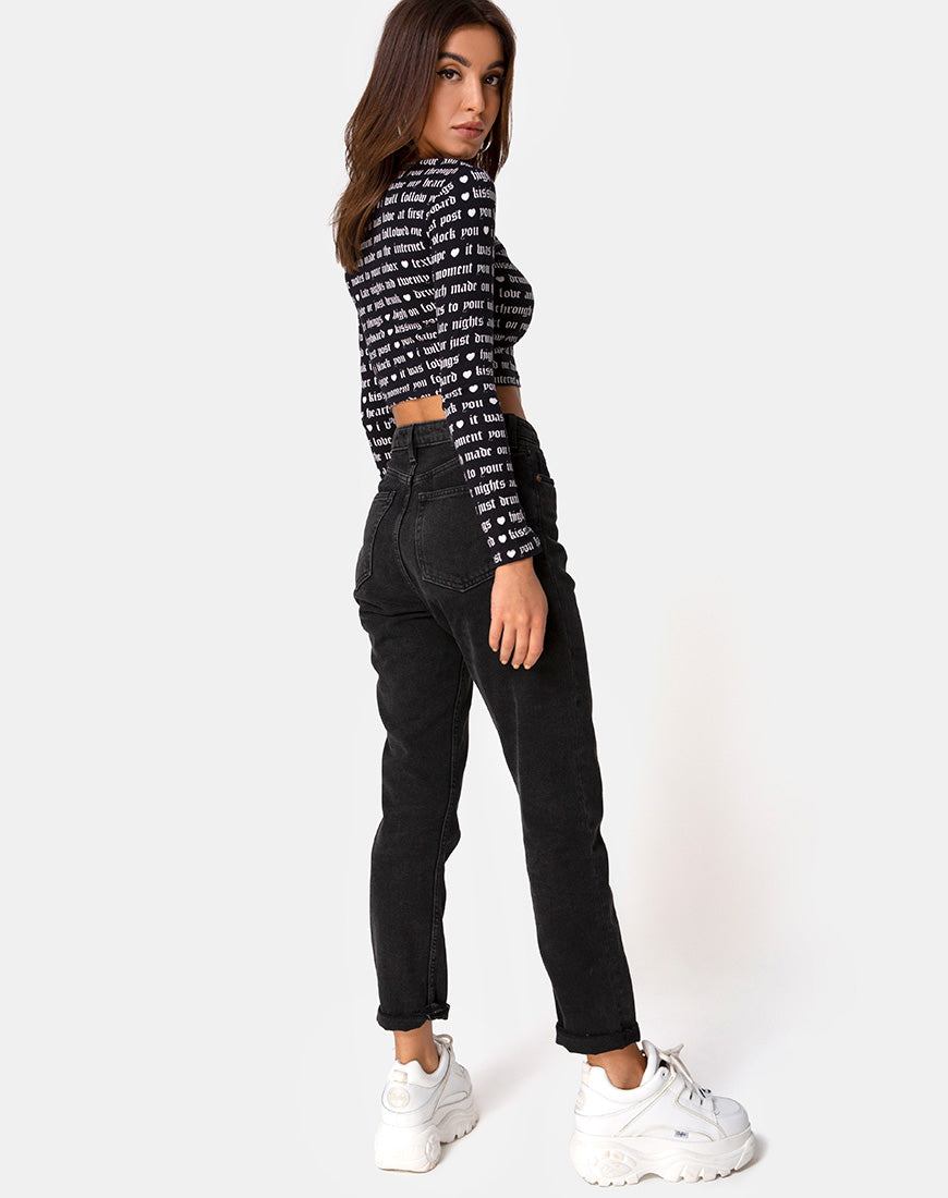 Image of Bonnie Crop Top in Black Love At First Swipe