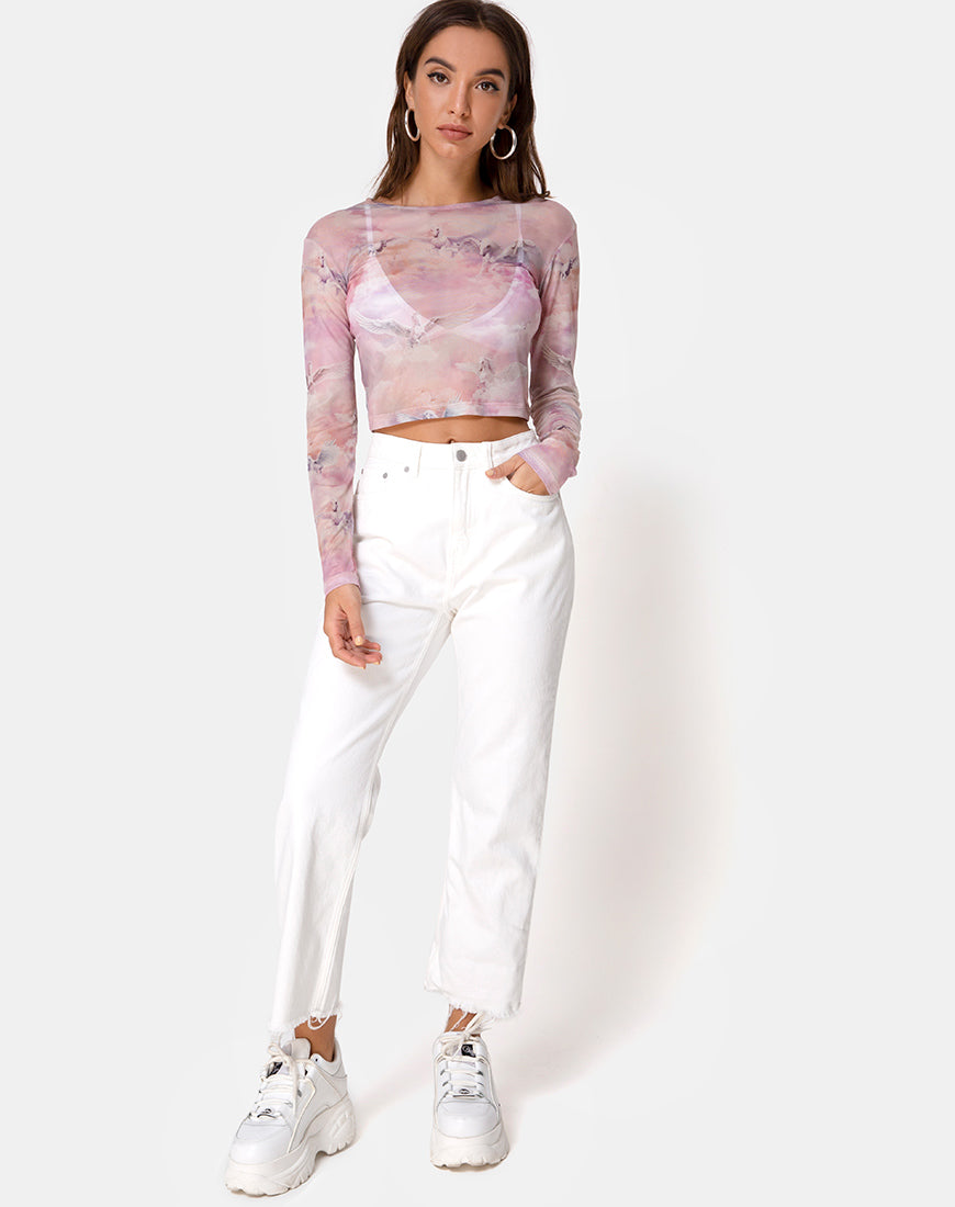 Image of Bonnie Crop Top in Pegasus Pink Mesh
