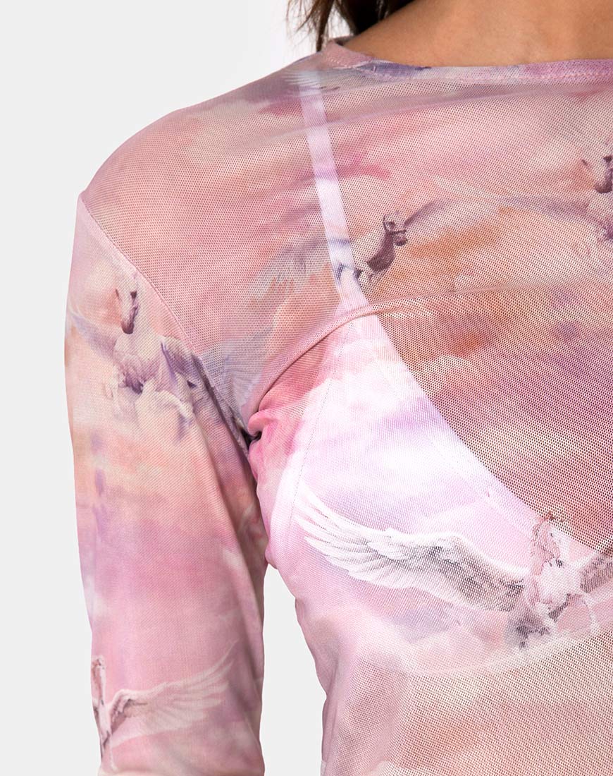 Image of Bonnie Crop Top in Pegasus Pink Mesh