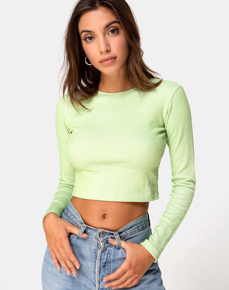 Image of Bonnie Crop Top in Rib Pastel Lime