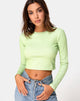 Image of Bonnie Crop Top in Rib Pastel Lime