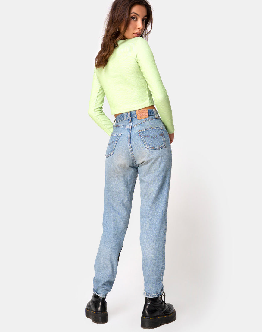 Image of Bonnie Crop Top in Rib Pastel Lime