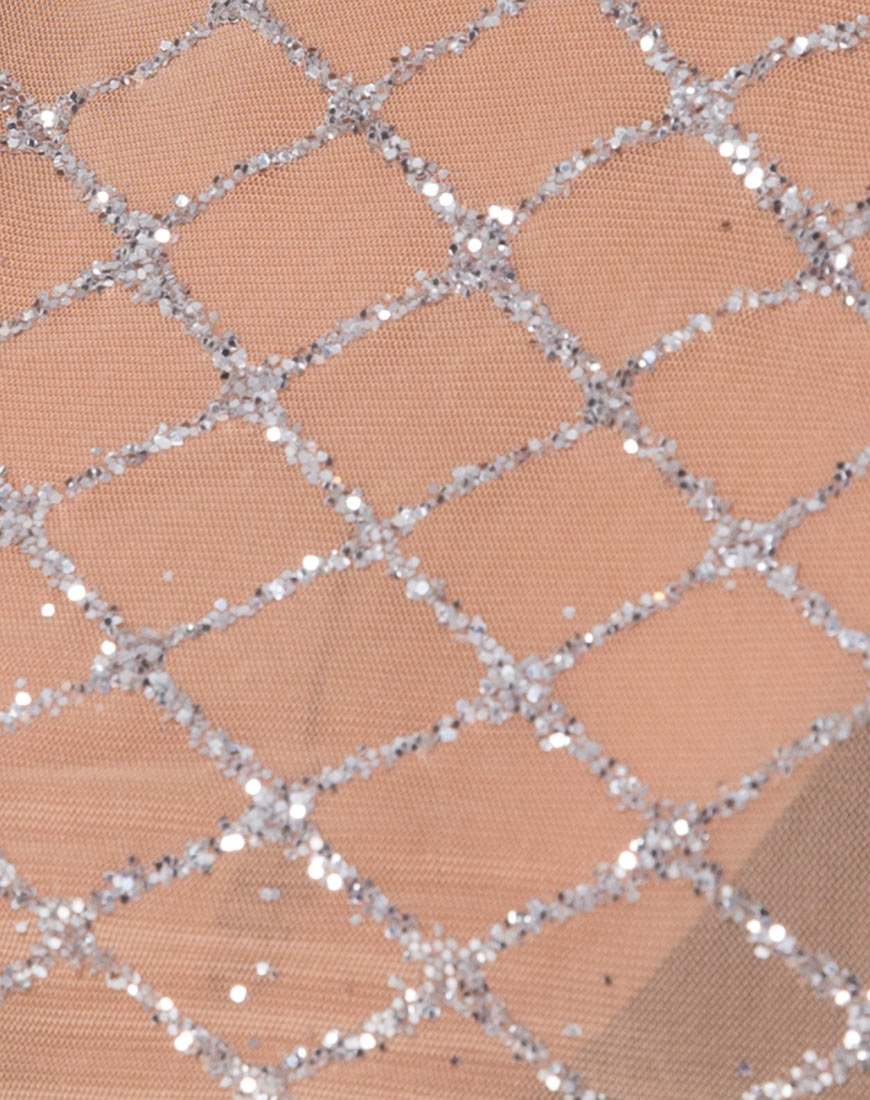 Image of Bonnie Crop Top in Cross Linked Glitter Net Tan