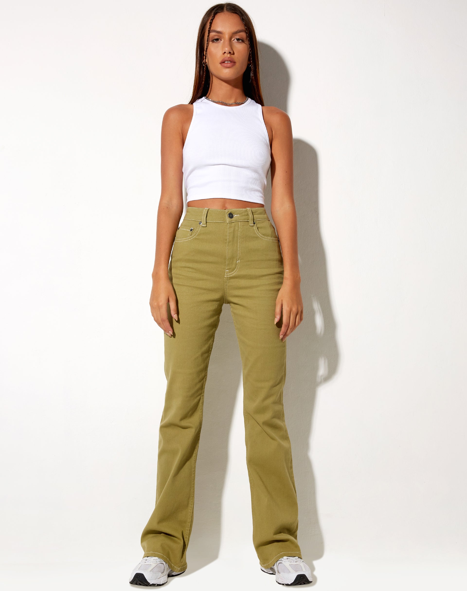 Green Bootcut Denim Jeans | Bootleg – motelrocks.com