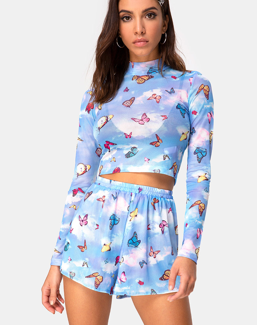 Boris Short in Mesh Blue Butterfly