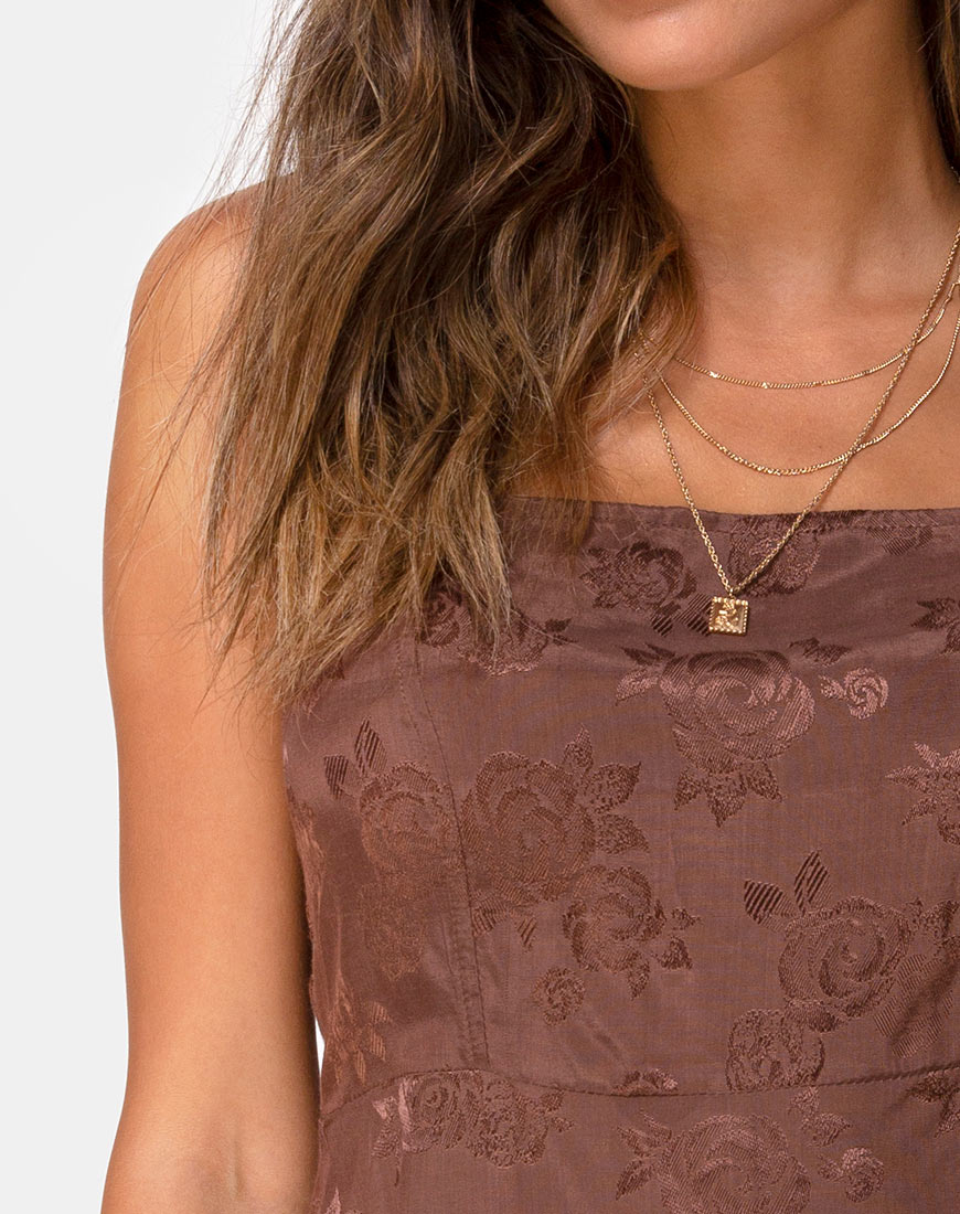 Image of Boyasly Slip Dress in Satin Rose Chocolate